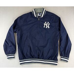 Vintage Starter NY Yankees 1/4 Zip windbreaker Jacket Embroidered Size‎ XL